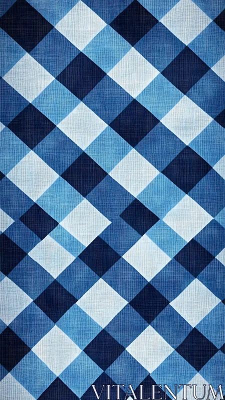 Diagonal blue gingham lattice forms layered textile grid