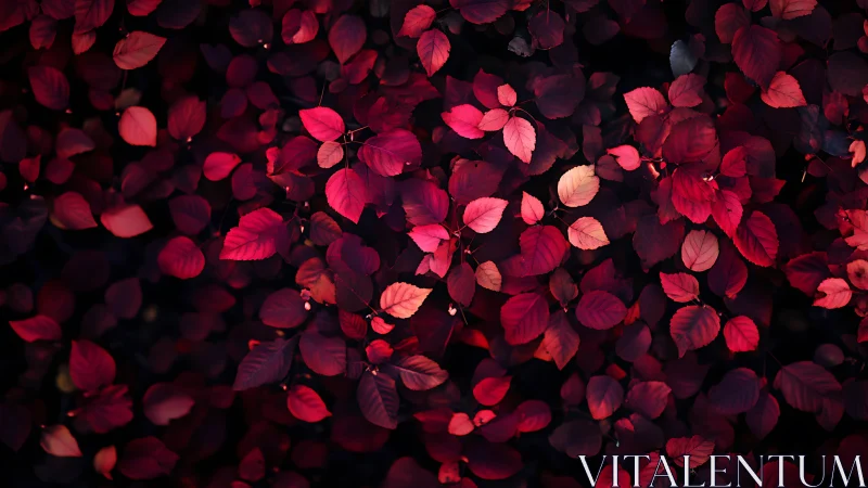 High-saturation crimson foliage under low directional light