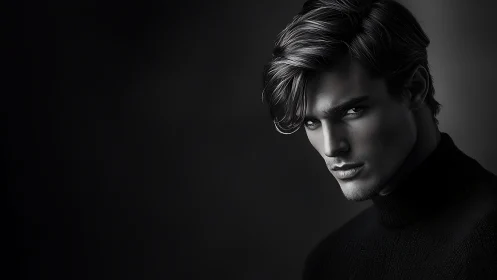 Moody portrait captures a thoughtful man in soft shadows