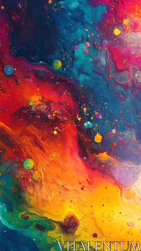 Cosmic liquid nebula surges in vibrant swirling color space