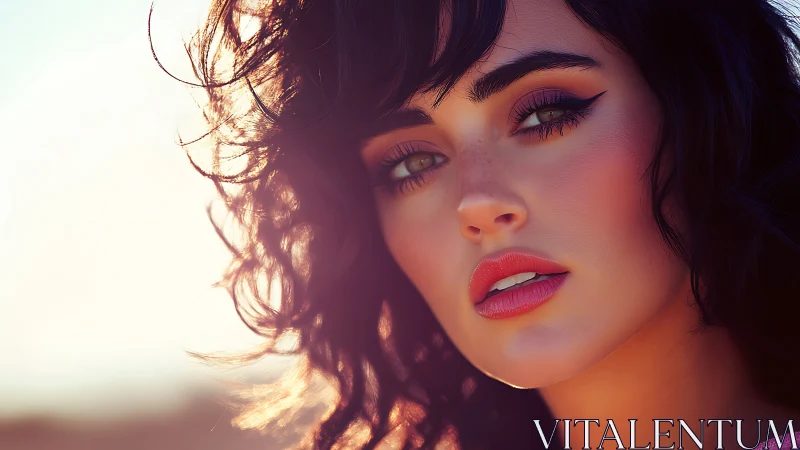 Woman’s stylized portrait shows soft focus lighting and detail