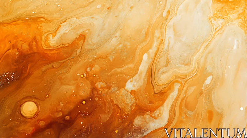 Molten amber swirls in luminous abstract fluid cosmos.