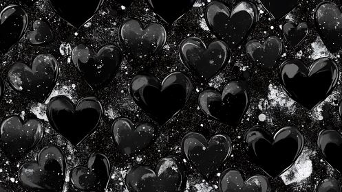 Black Hearts Float Among Glittering Sparkles and Darkness
