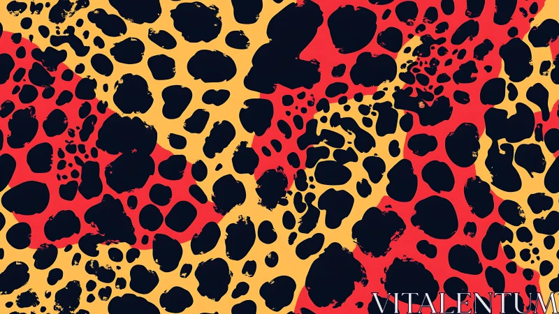 Spotted pattern alternates black forms on red and yellow fields