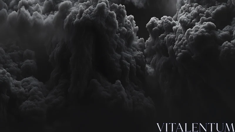 Dense dark storm clouds form towering sculpted masses