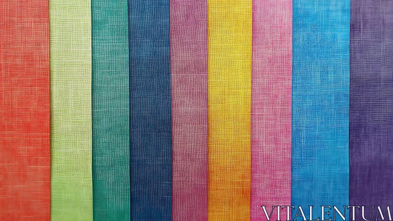 Striped rainbow linen chorus humming in woven color bars.