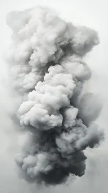 Billowing storm column folds sky into sculpted grayscale