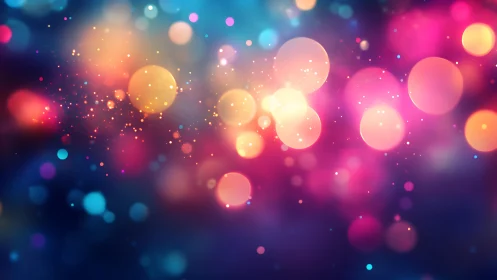 Vibrant bokeh lights abstract background with colorful glow.