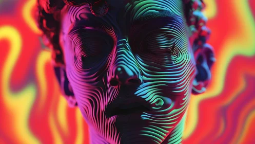 Neon ripple muse dreaming in electric contour waves.