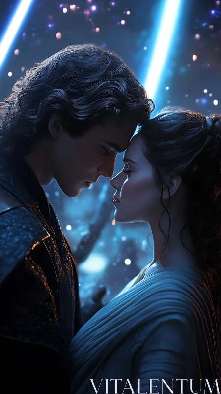 Two Souls Drawn Close in Ethereal Light.