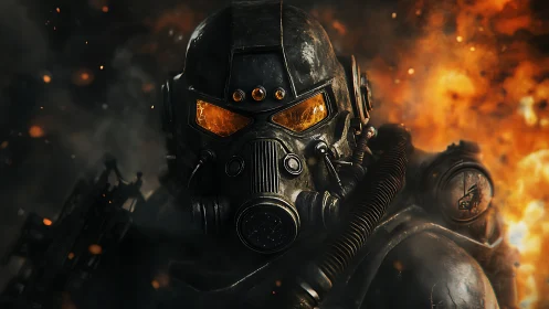 Armored firewalker marches through a storm of molten sparks