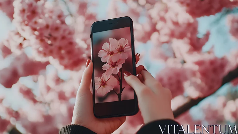 Smartphone Capturing Pink Floral Specimen With Shallow Depth Field