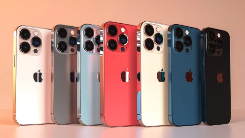 Seven iPhone 13 Pro Models Display Advanced Camera Systems in Gradient Studio Setting