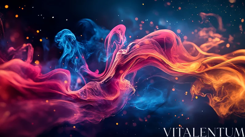 Chromatic smoke streams intertwine in dynamic motion study.
