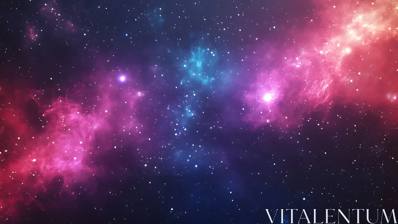 Vibrant nebula clouds glow across deep star field.