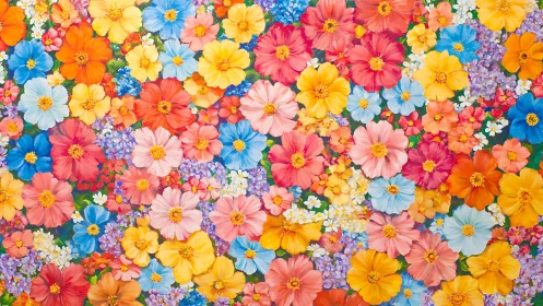 Vibrant Flower Garden Explosion. Densely Packed Blooms.