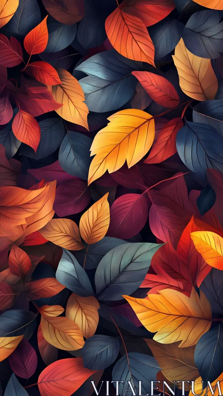 Multicolored overlapping leaves with gradient tonal ranges.