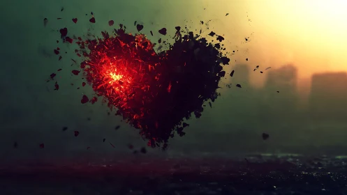 Fragmented Heart Exploding with Incandescent Energy Matrix.