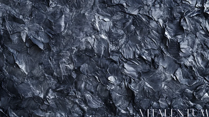 Granular midnight impasto surface reveals sculpted acrylic depth