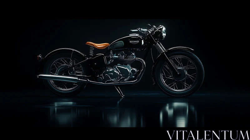 Vintage cafe racer motorcycle under dramatic studio lighting.