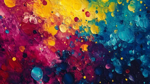 Vivid Abstract Painting with Colorful Brush Strokes and Texture.