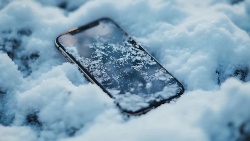 Smartphone in Winter Snow.