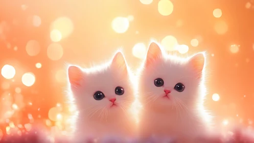 Two Precious Kittens Glowing in Warm Light.