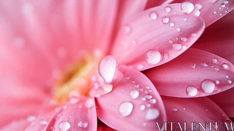 Pink flower petals with water droplets in extreme closeup