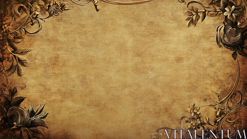 Vintage floral parchment frame with warm golden charm.