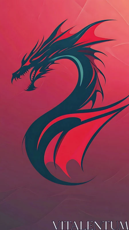 Stylized dragon emblem coils on a vivid crimson gradient