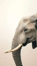 Minimalist elephant portrait with high-key tonal backdrop.