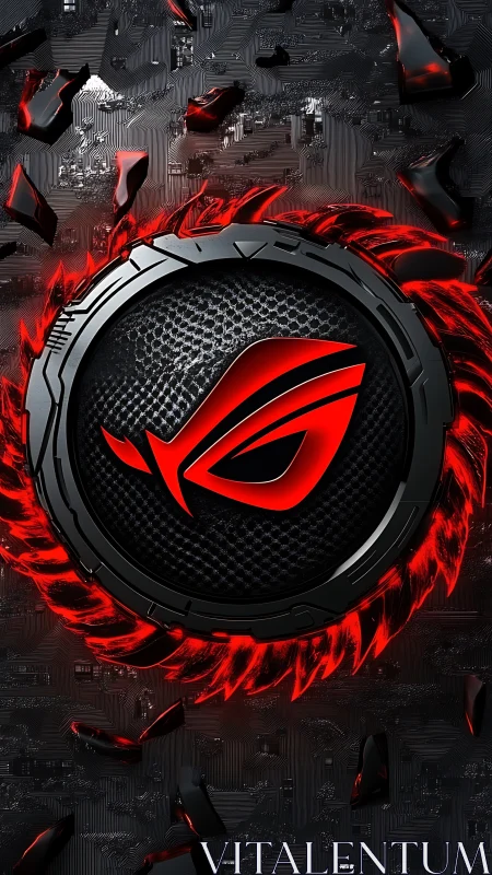 ROG emblem ignites within molten red techno-saw halo