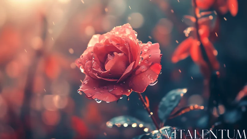 Dewdrop Rose in Golden Light.