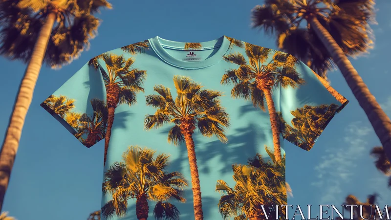 Palm Tree Graphic Print T-Shirt Composition.