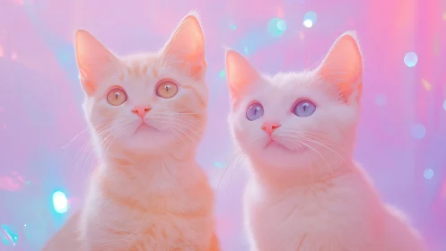 Chromatic Feline Portraits: Dichromatic Eyes Against Gradient Backdrop.