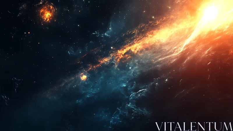 Stellar gas field with bright star and nebular plasma band.