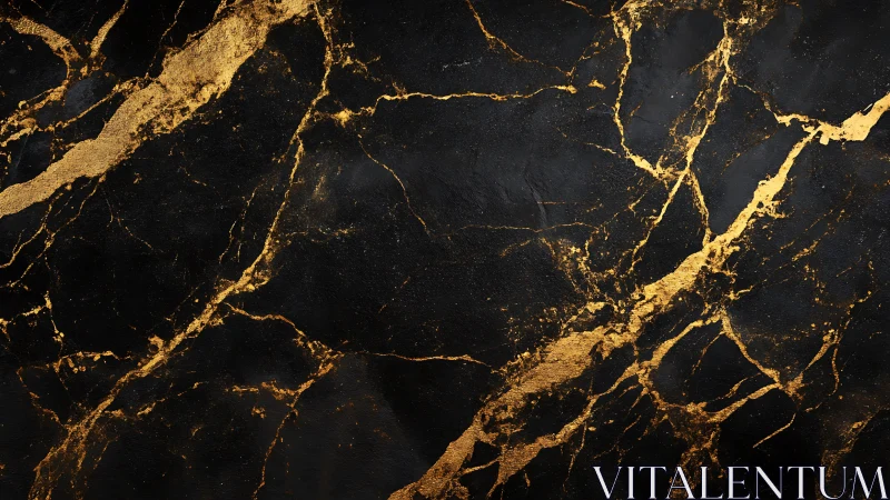 Midnight marble kissed by molten rivers of gold light.