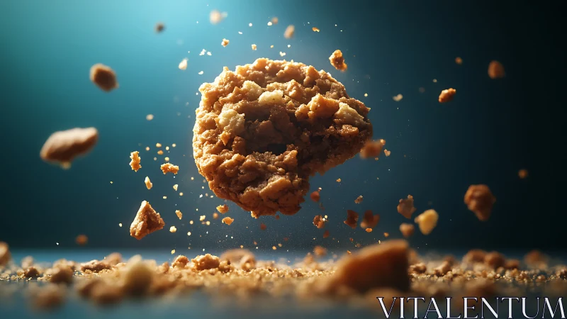 Golden Crumbles Dancing Through Blue Skies.