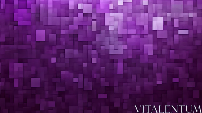 Purple geometric mosaic with layered pixel blocks background.