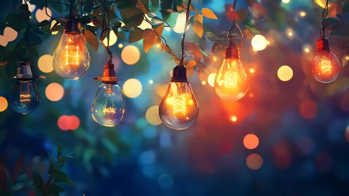 Twilight garden lanterns hum softly between drifting leaves