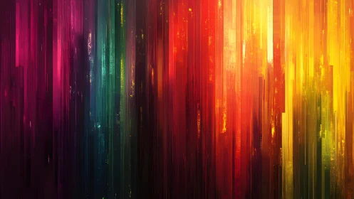 Vibrant Abstract Vertical Lines in Rainbow Gradient, Digital Art.