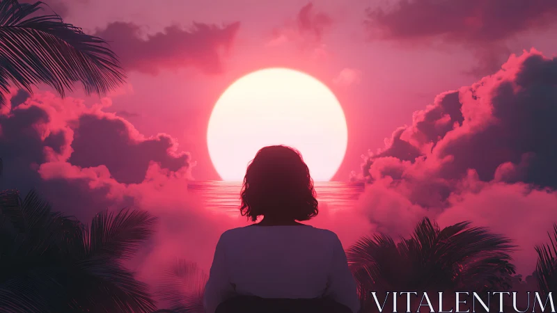 Dreamlit silhouette drinks in a neon tropical sunset glow