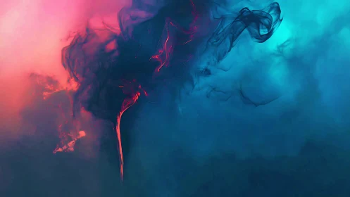 Dreamy swirling smoke drifting through neon sunset haze.