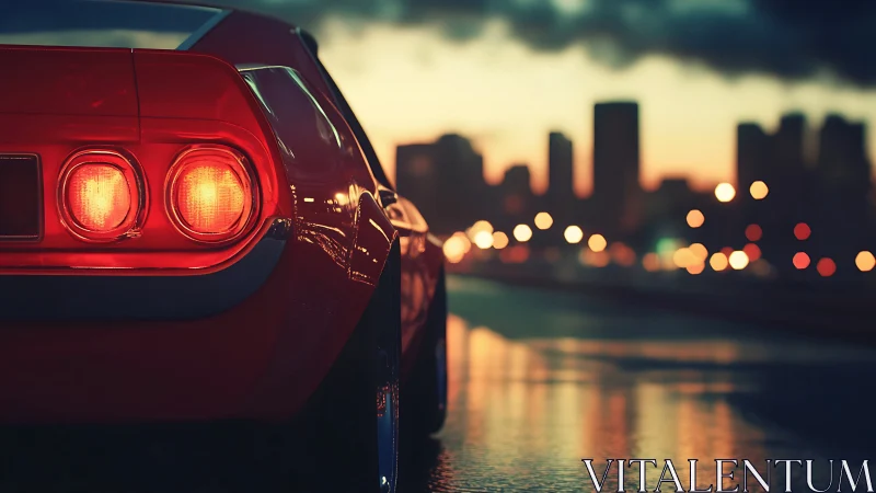 Sunset city cruise with glowing taillights and soft reflections.