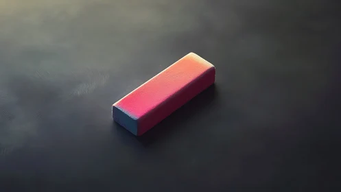 Rectangular pink eraser on textured dark studio surface