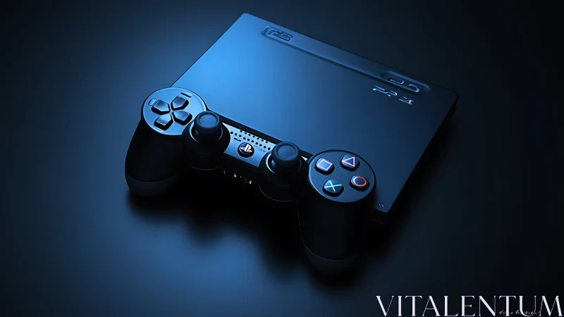 Next-Gen Gaming Console and Controller in Blue Light.