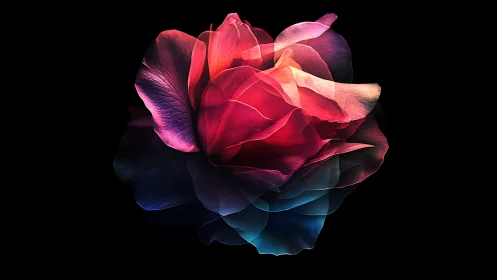 Tricolor Rose with Luminous Gradient Petals and Chiaroscuro Rendering