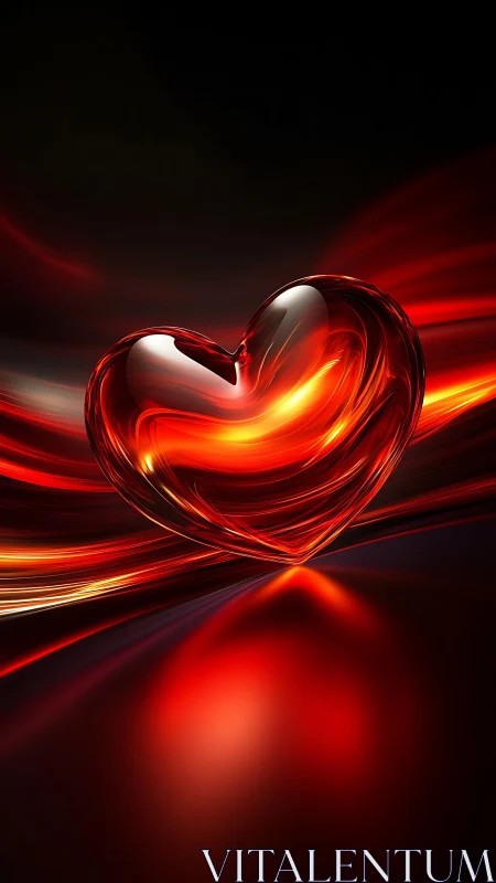 Glowing Red Heart: Digital Light Form.