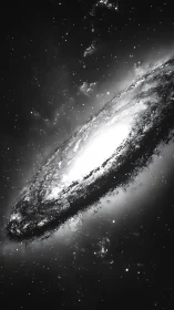 Monochrome spiral galaxy with dense central star cluster.