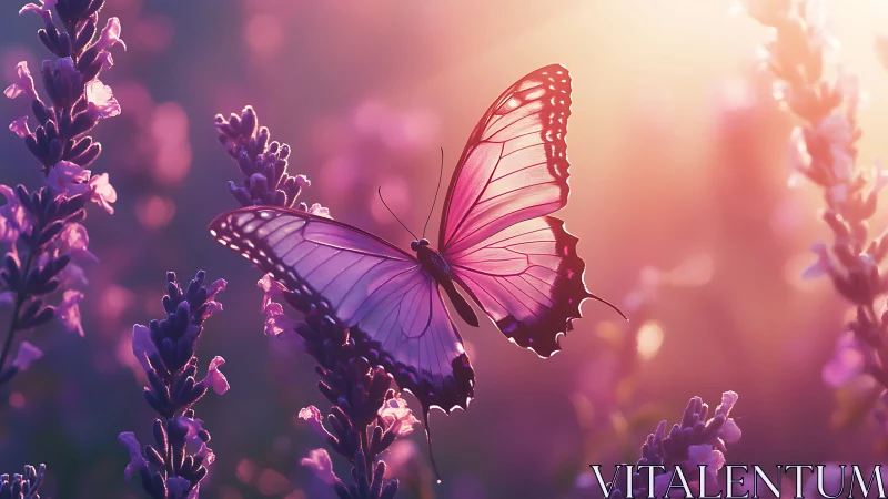 Lavender sunrise cradle for a luminous rosewing butterfly.